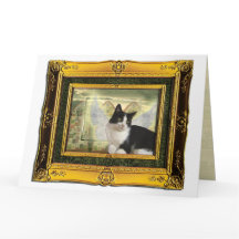 Tuxedo Cat Angel Pet gold frame
