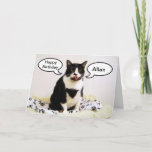 Cartão Tuxedo Cat Birthday Allan Brother Humor Card<br><div class="desc">Você pode facilmente mudar "Allan" para qualquer nome ou relação. Um gato de smoking expressa suas cartões de aniversários.</div>
