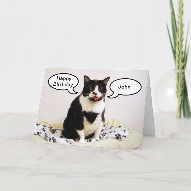 Cartão Tuxedo Cat Birthday John Humor Card (Frente)