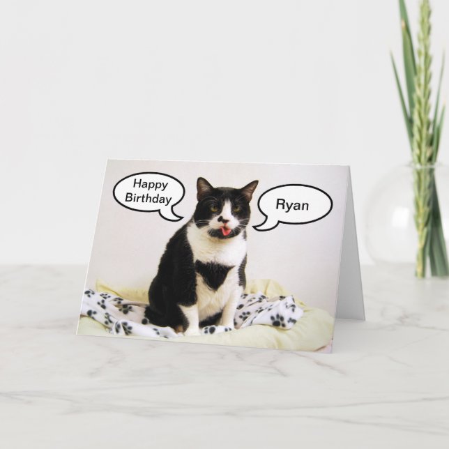 Cartão Tuxedo Cat Birthday Ryan Humor Card (Frente)