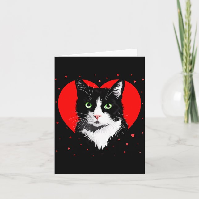 Cartão Tuxedo Cat Valentine Heart For Kitten And Animal L (Frente)