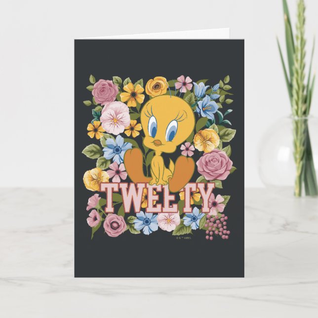 Cartão TWEETY™ Floral Embroidery Graphic (Frente)