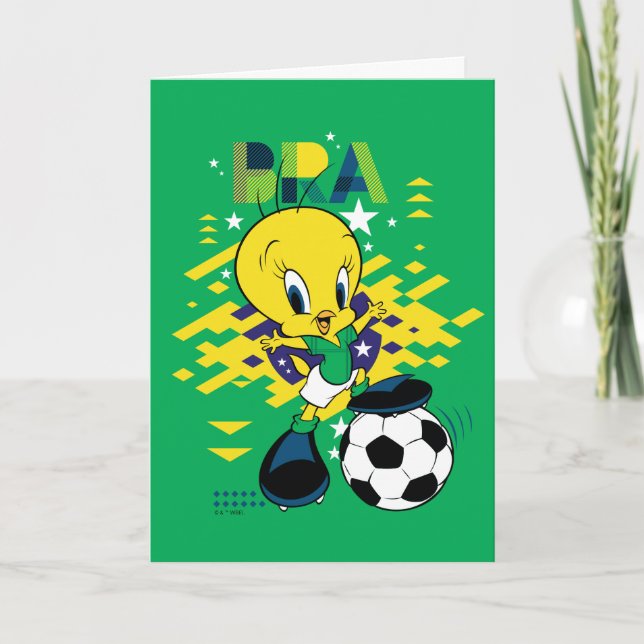 Cartão TWEETY™ Team Brazil Soccer Graphic (Frente)