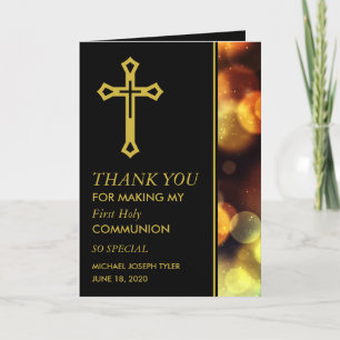 Cartão Twilight Bokeh Lights, First Communion Thank You
