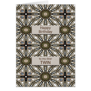 Cartão Twin Birthday Abstrato Mandala Design