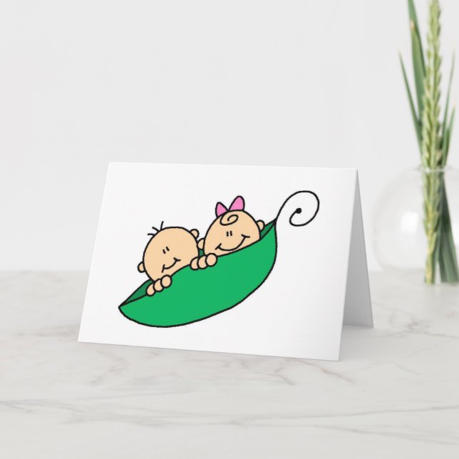 Cartão Twin Boy e Girl in Pea Pod (Frente)