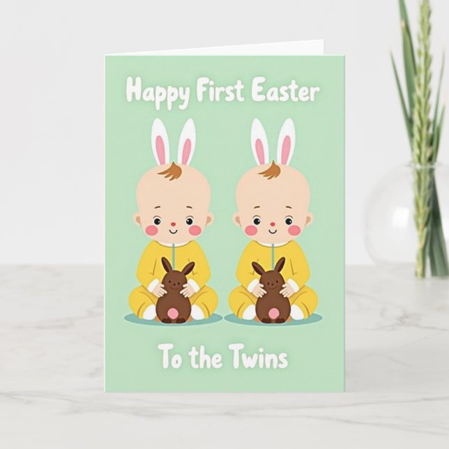 Cartão Twin Easter Bunny Art Card (Frente)