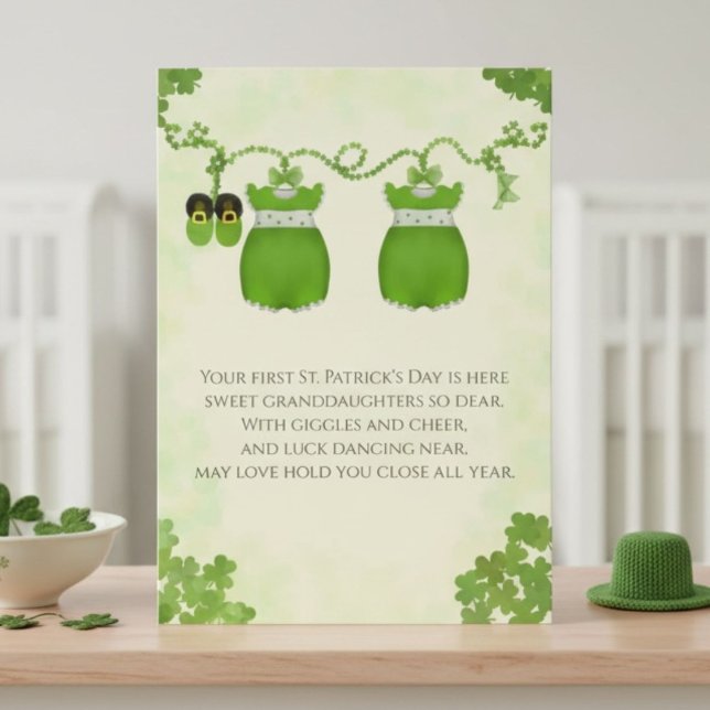Cartão Twin Granddaughters First St Patrick Day  (Criador carregado)