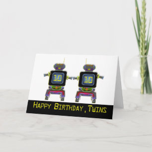 Cartão Twin Robot Birthday, 10 anos