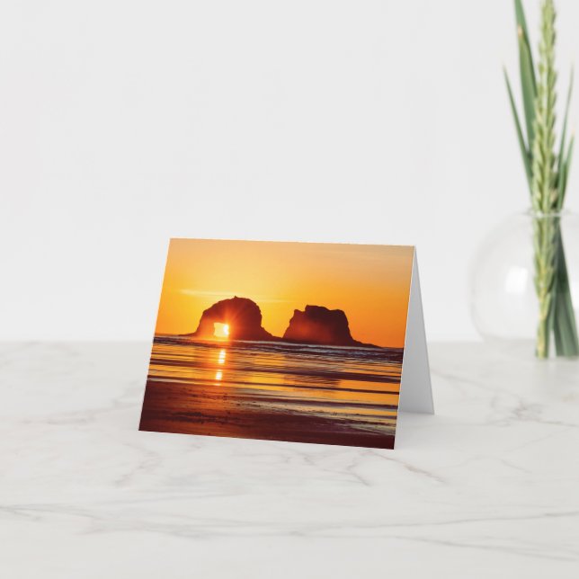 Cartão Twin Rocks Sunset Notecard (Frente)