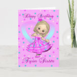 Cartão twin sister birthday card - pink and blue polka do<br><div class="desc">twin sister birthday card - pink and blue polka dot</div>