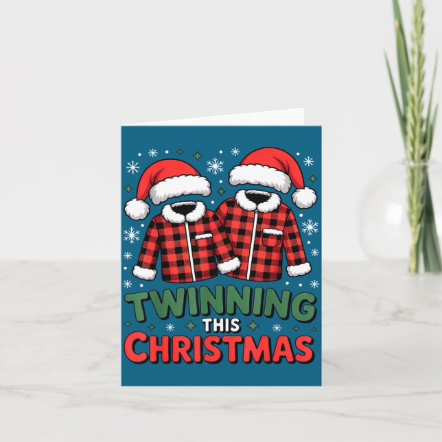 Cartão Twinning This Christmas Matching Family Holiday  (Frente)