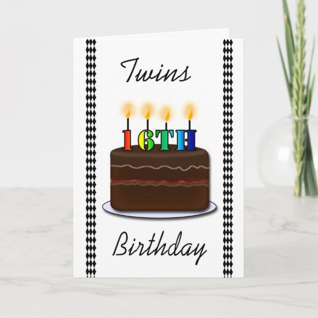 Cartão Twins 16th Birthday Card (Frente)