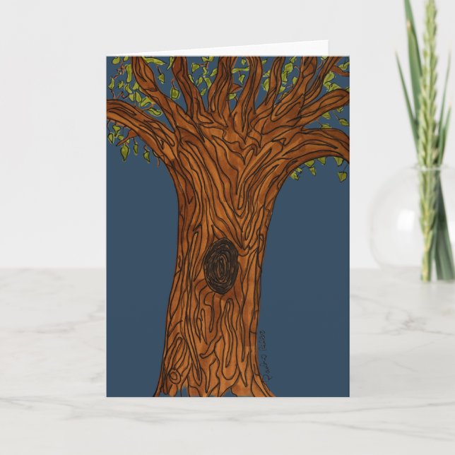 Cartão Twisted Tree with Blue background- Blank (Frente)
