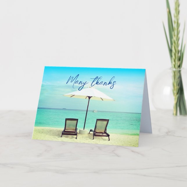 Cartão Two Beach Chairs Paradise Blank Folded Note Cards (Frente)