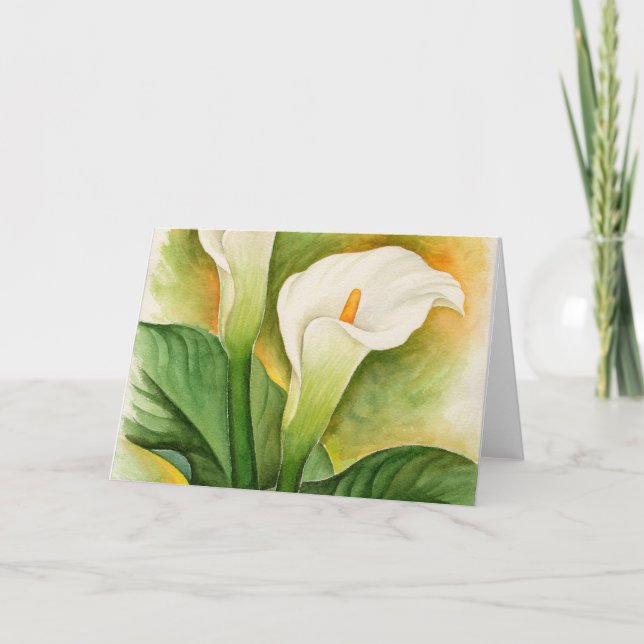 Cartão Two Cala Lilies Watercolor Art - Multi (Frente)