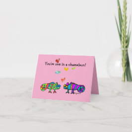 Cartão Two Cartoon Chameleon Pink Valentine Card