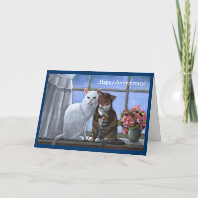 Cartão TWO CATS: Annniversary:  PASTEL ART (Frente)