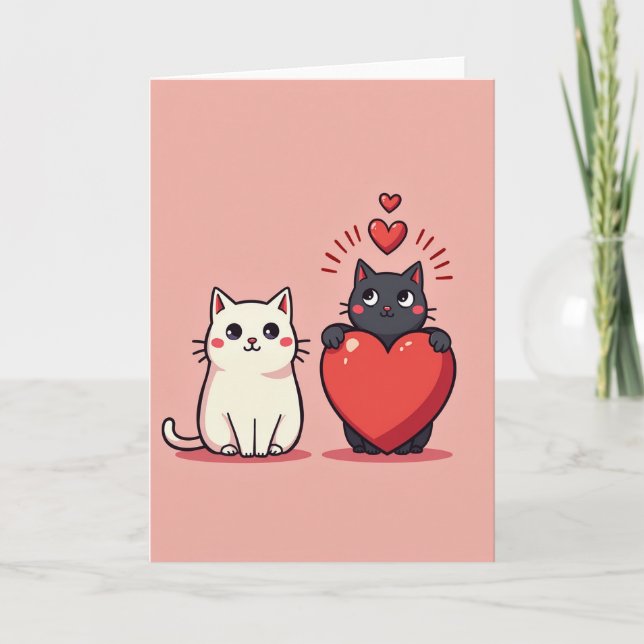 Cartão Two Cute Cats Love Card (Frente)