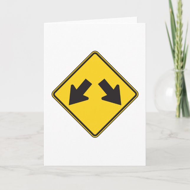 Cartão Two Downward Arrows Warning Road Sign (Frente)
