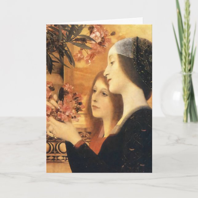 Cartão Two Girls with an Oleander by Gustav Klimt (Frente)