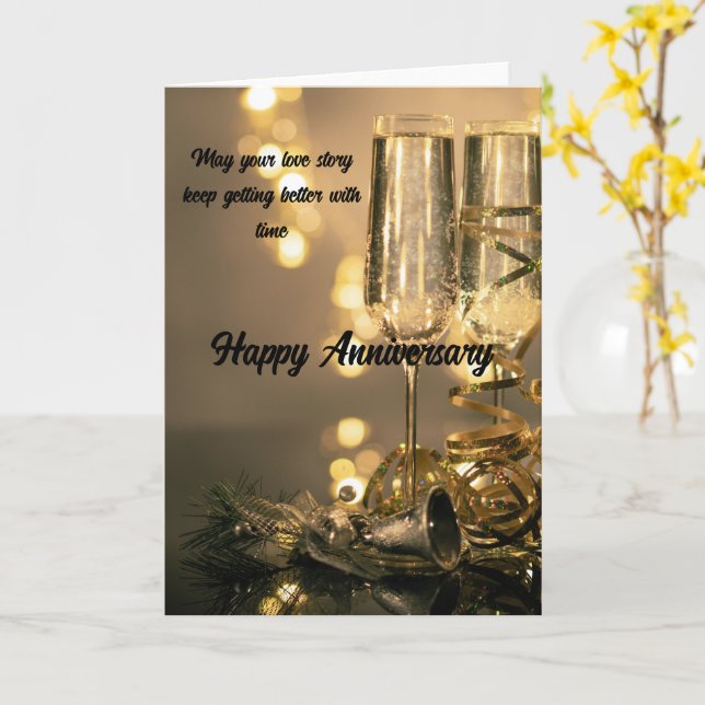 Cartão Two Glasses, One Love – Lovely Anniversary Card (Flor Amarela)