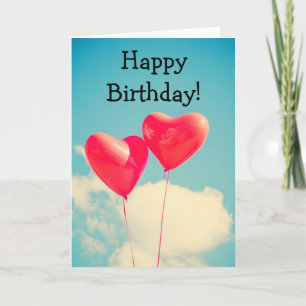 Cartão Two heart-balloons: Happy Birthday Card