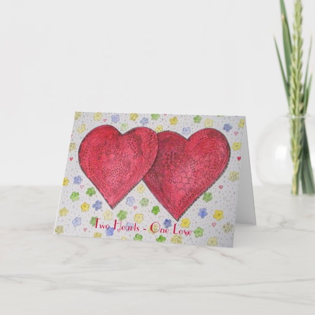 Cartão Two Hearts One Love Greeting Card (Frente)