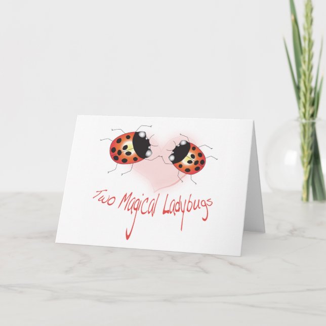 Cartão Two Magical Ladybugs Greeting Card - Customized (Frente)