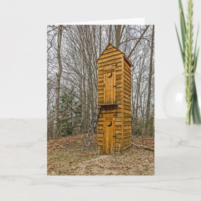 Cartão Two-story Outhouse for Voters and Politicians (Frente)
