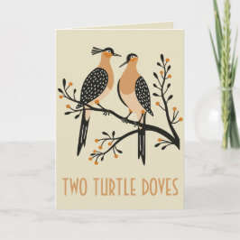 Cartão Two Turtle Doves Cut-Out Stencil Retro Style 7