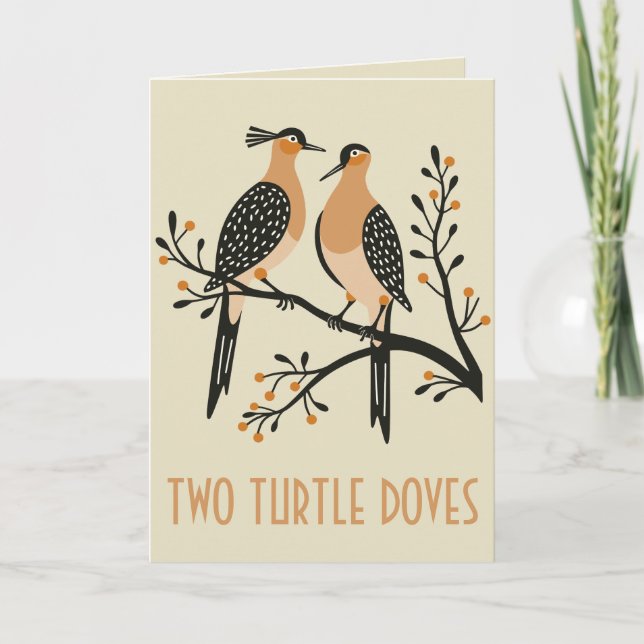 Cartão Two Turtle Doves Cut-Out Stencil Retro Style 7 (Frente)