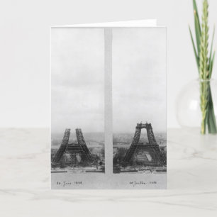 Cartão Two views of the construction of the Eiffel