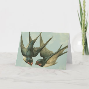Cartão Two Vintage Swallows
