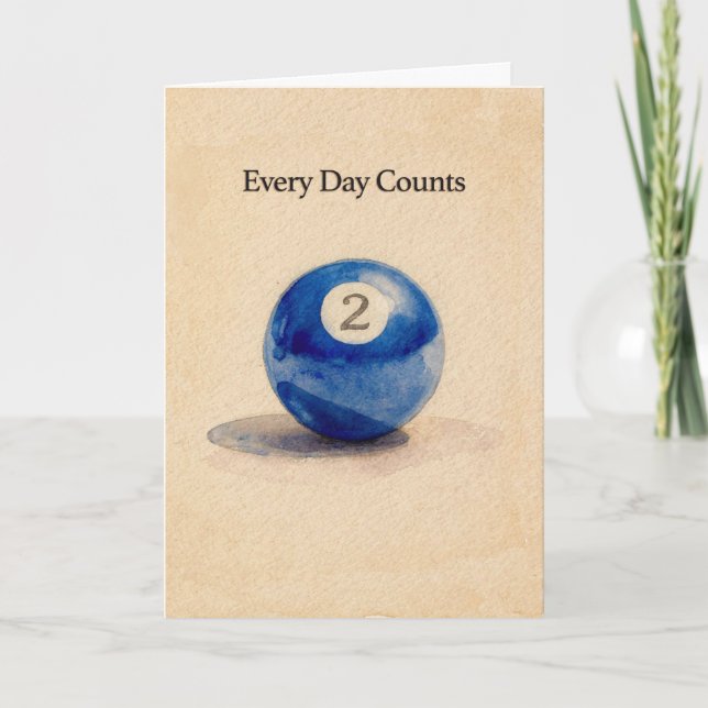 Cartão Two Year Anniversary Sobriety Pool Ball (Frente)