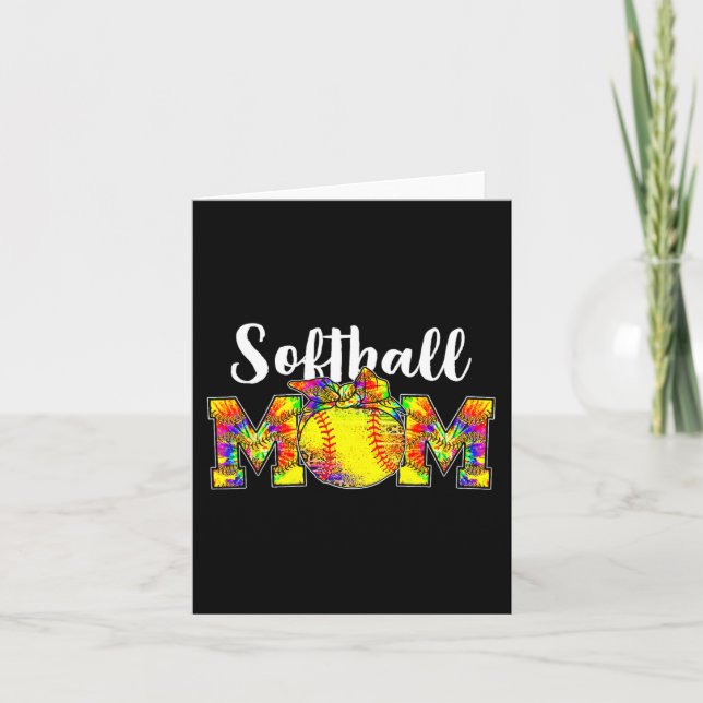Cartão Tye Softball Mãe Tee Softball Game Day Vibes Mothe (Frente)