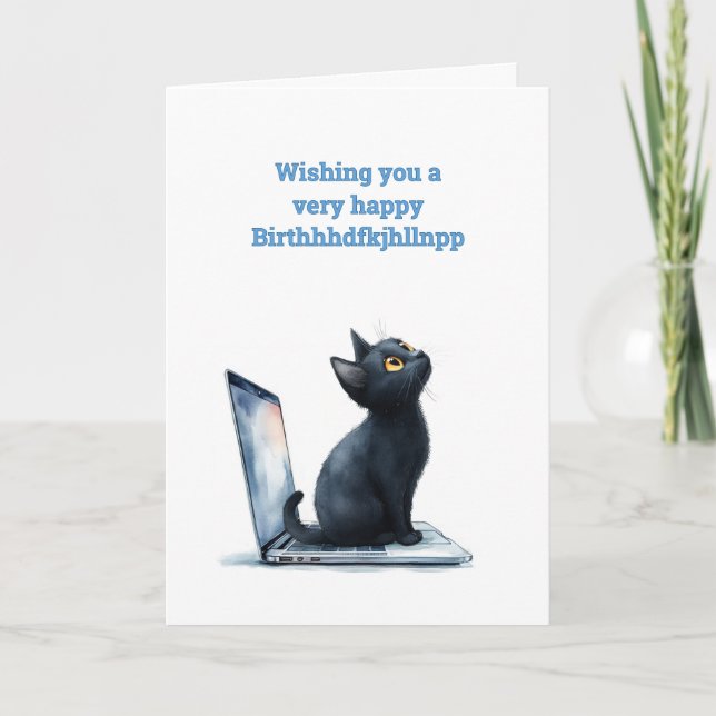 Cartão Typo Kitty Birthday (Frente)