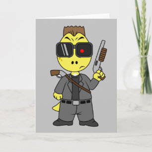 Cartão Tyrannosaurus Rex Vestido Como Terminador.