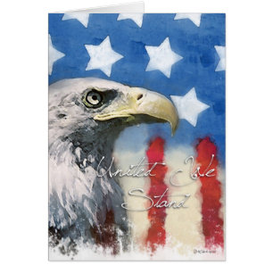 Cartão U.S. Bandeira e Eagle Pariotic - unido nós estamo