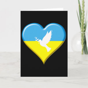 Cartão Ucrânia Bandeira Ucraniana Coração Paz Pombo Apoio