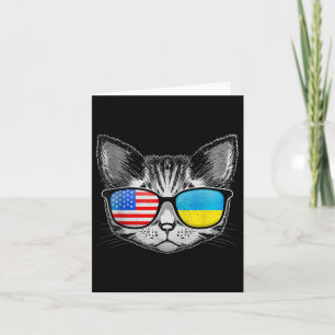 Cartão Ucrânia Sinalizador Americano Raízes Cat Ucraniano