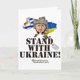 Cartão Ucrânia Uruguai Bandeiras Zelenskyy Apoie A Ucrâni