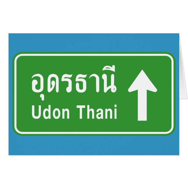 Cartão Udon Thani Ahead ⚠ Sinal De Tráfego Rodoviário Tai (Frente Horizontal)