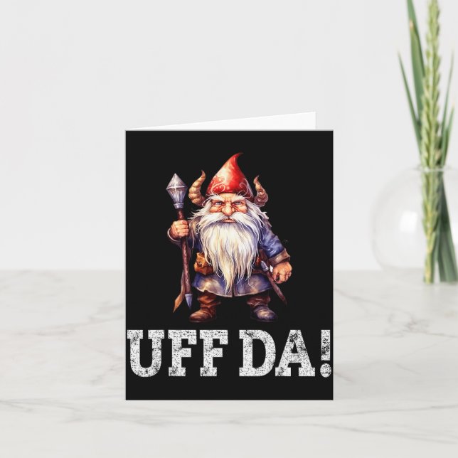 Cartão Uff Da Norwegian Quote Scandinavian Viking Gnome  (Frente)