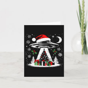 Cartão Ufo Abdução Da Árvore De Natal - Alienígena Engraç