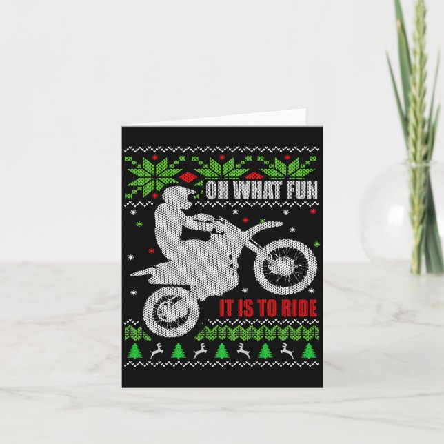 Cartão Ugly Christmas Sweater Dirt Bike Motorcycle Motocr (Frente)