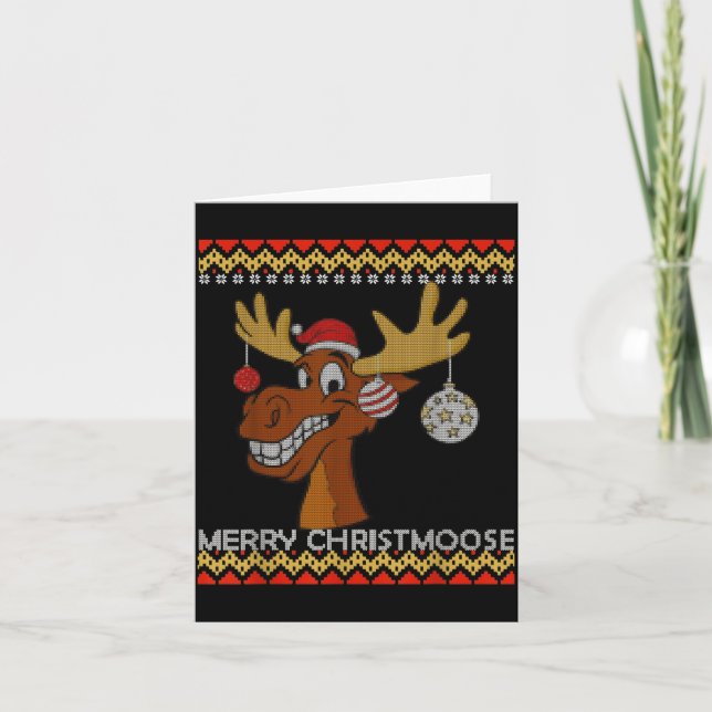 Cartão Ugly Christmas Sweater I Merry Christmoose Funny M (Frente)
