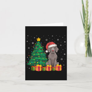 Cartão Ugly Weimaraner Santa Hat Noite Luzes De Natal Log