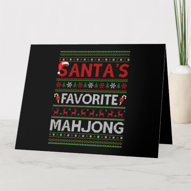 Cartão Ugly Xmas Lighting Santas Favorite Mahjong Christm (Frente)