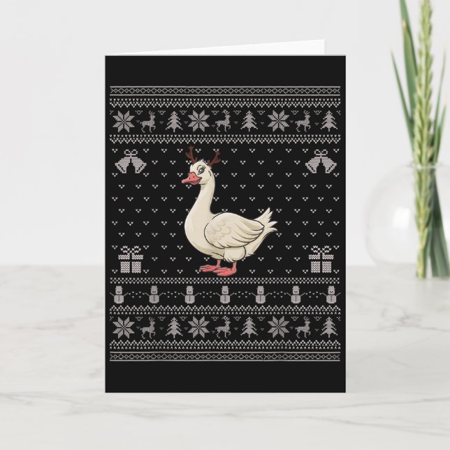 Cartão Ugly Xmas Sweater Style Goose Reindeer Christmas  (Frente)